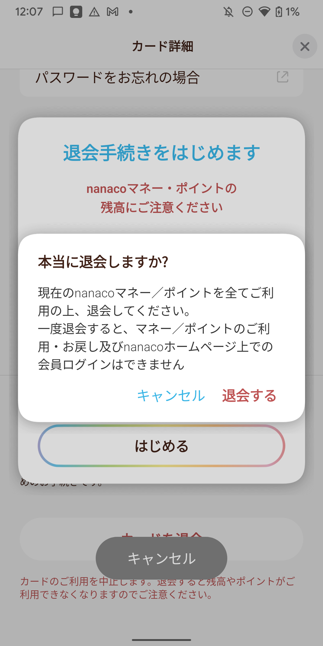 nanaco quit